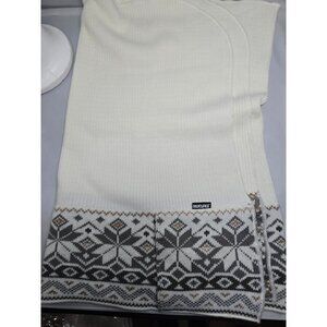 Muk Luks Womens Nordic Knit Scarf Cream/Brown Winter Warm Soft Stylish boho